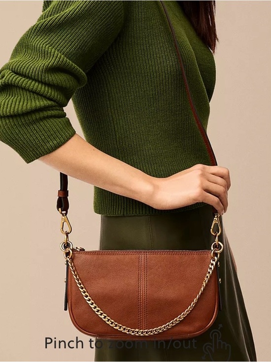 Fossil Handbags - Fossil Women's Brown Jolie Leather Chain-Accent Crossbody Bag